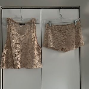 Beach Coverup Tank Top and Shorts Set
